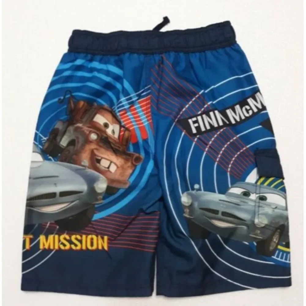 Disney Pixar CARS SwimTrunks Finn McMissile Boys Sz 8 MATER Board Shorts